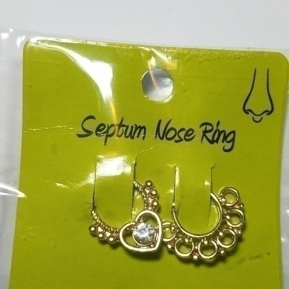 Septum Nose Ring Gold Tone Set - Picture 1 of 4